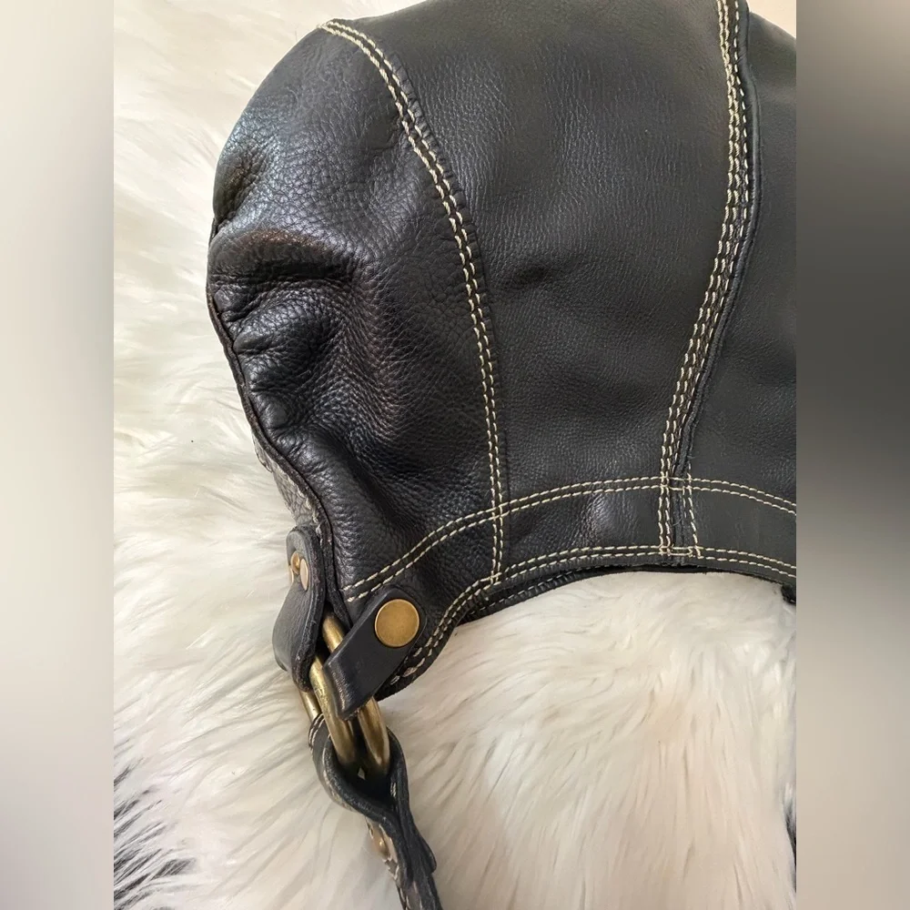 Lucky Brand Black Hobo Bag with Gold Accents